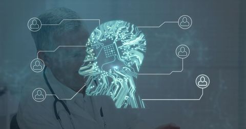 Doctor Analyzing AI Brain Interface for Healthcare Solutions - Download Free Stock Images Pikwizard.com