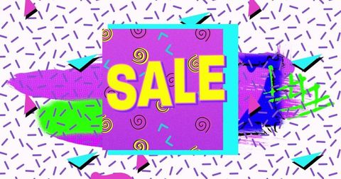 Vibrant abstract sale banner with retro design elements