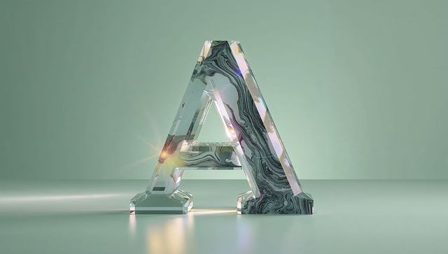Abstract marble letter a sculpture with ambient lighting