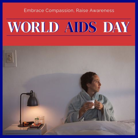 world aids day awareness with reflective woman in bedroom - Download Free Stock Templates Pikwizard.com