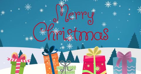 Festive Merry Christmas Card with Colorful Presents