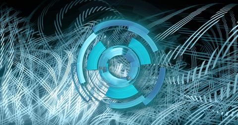 Futuristic digital interface with scanning effects