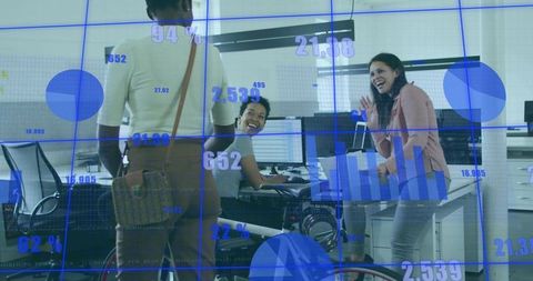 Diverse Team Collaborating on Analytics in Modern Office Environment