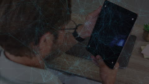 Man Engaging with Future Technology on Tablet