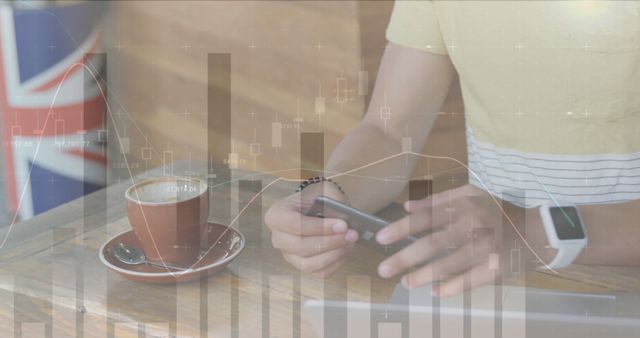 Man Analyzing Stock Market Data on Smartphone and Laptop in Coffee Shop - Download Free Stock Images Pikwizard.com