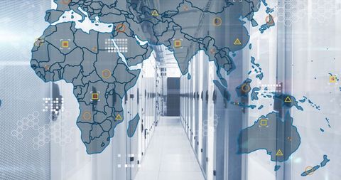 Global Network Data Center with Digital Circuit Board Overlay - Download Free Stock Images Pikwizard.com