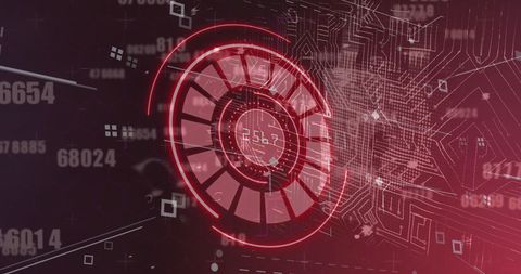 Futuristic cyber security dashboard with digital display