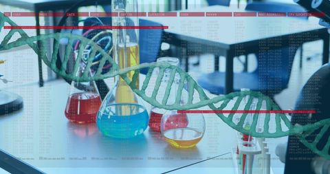 DNA Sequence Overlay on Laboratory Apparatus - Download Free Stock Images Pikwizard.com