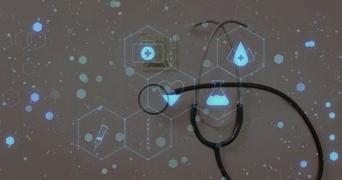 Futuristic Medical Technology Interface with Stethoscope