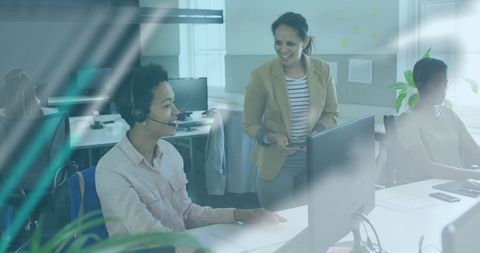 Teamwork and collaboration in modern office environment
