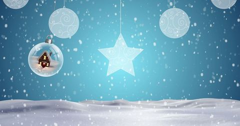 Festive Season Snowy Baubles with Cozy Cabin