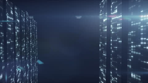 Futuristic Light Trails with Digital Architecture in Nightscape