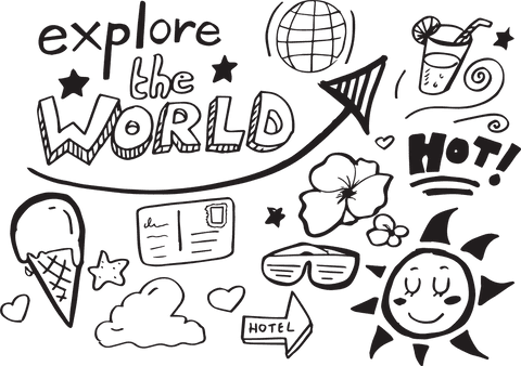 Explore the World Doodle Art on Transparent Background - Download Free Stock Videos Pikwizard.com