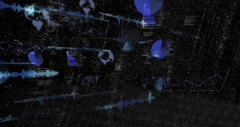 Holographic network dashboard displaying fading charts and glowing data streams