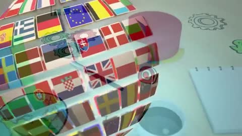Rotating Cube with Global Flags and Abstract Gears