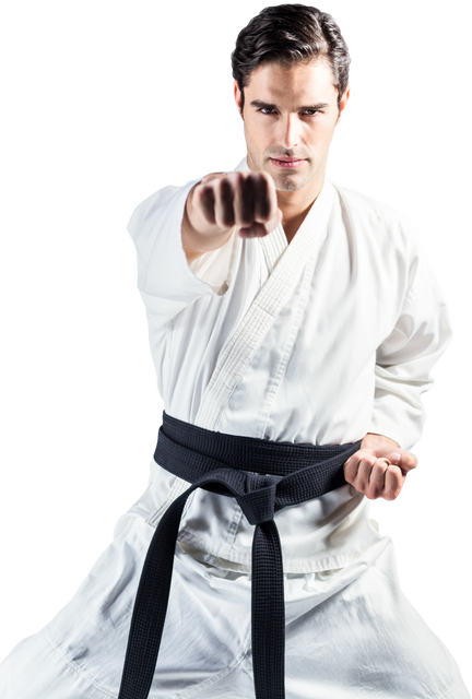 Karate Practitioner in Detailed Transparent Martial Arts Pose - Download Free Stock Videos Pikwizard.com