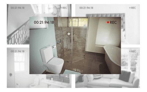 transparent security camera view of modern bathroom interior - Download Free Stock Videos Pikwizard.com