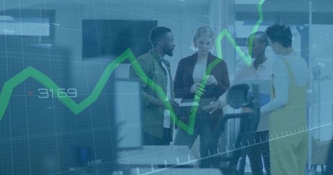 Team Analyzing Digital Data in Modern Workspace Environment