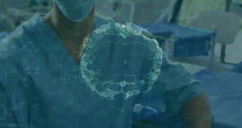 Brain Analysis Overlay on Surgeon Highlighting Medical Science