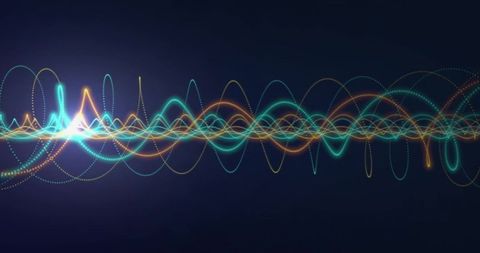 Abstract Futuristic Waveform Oscillations on Dark Background