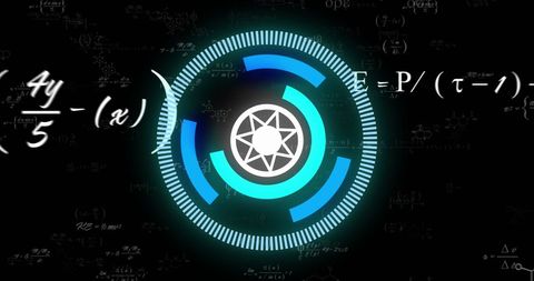 Rotating Geometric Shape with Mathematical Formulas Symbolizes Data Processing - Download Free Stock Images Pikwizard.com