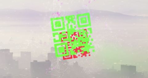QR Code and Digital Network Over Cityscape - Download Free Stock Images Pikwizard.com