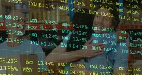 Volunteers with stock market digital overlay: impact and global connectivity