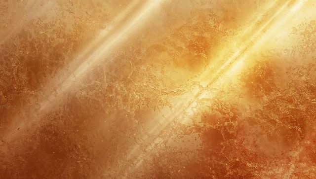 Luminous metallic surface with glowing golden-brown patina