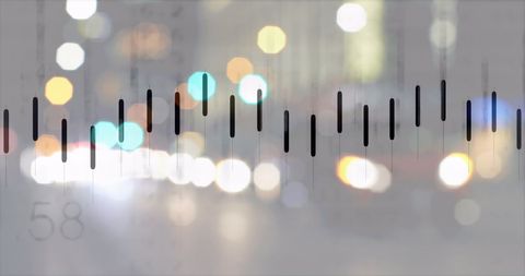 Digital Financial Data Over City Lights Background