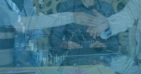 Doctors Handshake with Financial Graphs Representing Healthcare Innovation