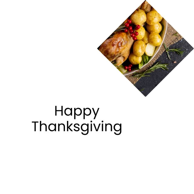 Happy Thanksgiving Message with Traditional Thanksgiving Dinner - Download Free Stock Templates Pikwizard.com