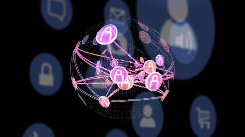 Abstract Digital Network Globe with Media Icons