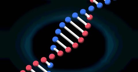 Rotating dna strand on digital background