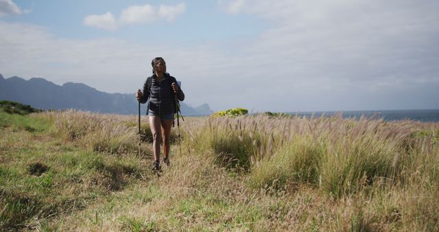 Young Woman Hiking in Scenic Natural Landscape - Download Free Stock Images Pikwizard.com