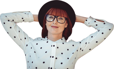fashionable hipster woman in transparent background featuring polka dots and hat - Download Free Stock Videos Pikwizard.com