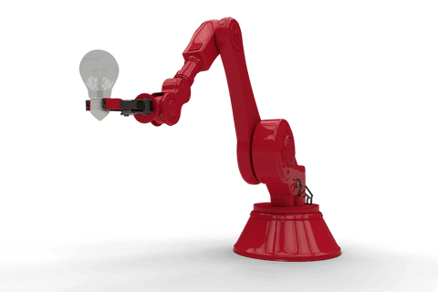 red robotic arm holding transparent filament light bulb - Download Free Stock Videos Pikwizard.com