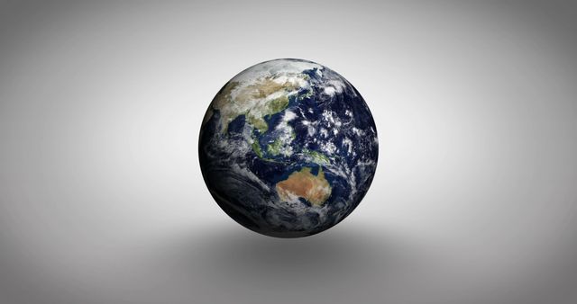 Revolving earth on grey background