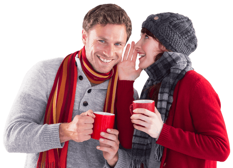 transparent cozy winter couple sharing secret with hot drinks - Download Free Stock Videos Pikwizard.com
