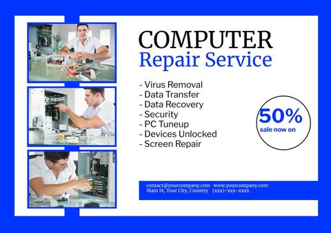 Tech Support Ad Computer Repair Service Template - Download Free Stock Templates Pikwizard.com