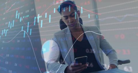 Indian Analyst Evaluating Stock Patterns on Smartphone