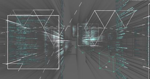Abstract Digital Interface with Floating Geometric Shapes - Download Free Stock Images Pikwizard.com