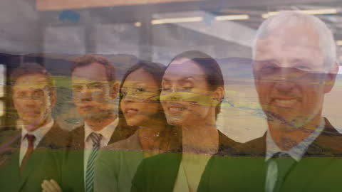 Diverse Business Team Overlayed on Ocean Aerial View Concept