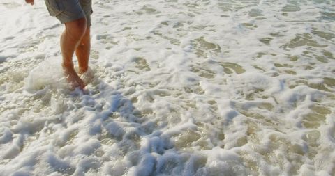Senior Man's Feet in Surf Waves - Download Free Stock Images Pikwizard.com