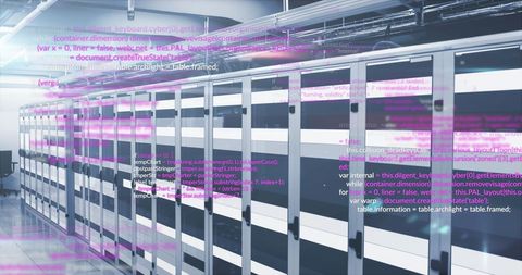 data processing technology in modern server room with virtual interface - Download Free Stock Images Pikwizard.com
