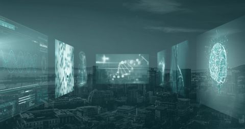 Futuristic Medical Research Technology Concept on Cityscape - Download Free Stock Images Pikwizard.com