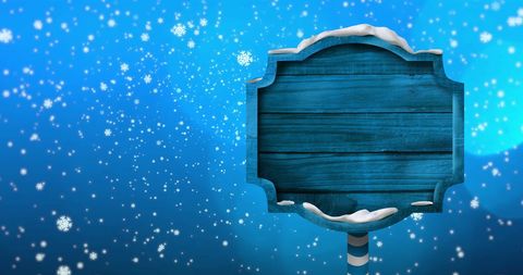 Festive Wooden Sign in Snowy Winter Wonderland