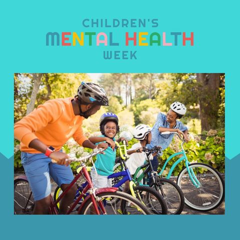 family cycling day celebrating children's mental health week - Download Free Stock Templates Pikwizard.com