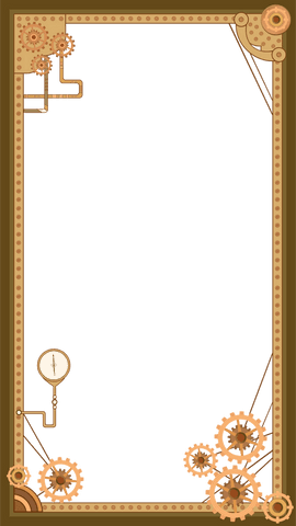 Flat steampunk frame with gears and pipes on transparent background