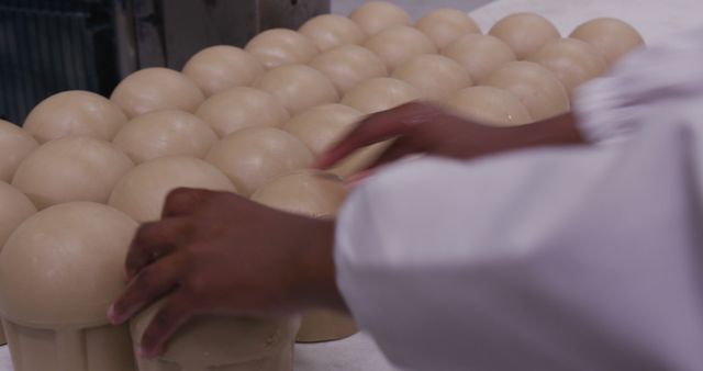 Man Shaping Freshly Made Bread Dough Balls in Bakery - Download Free Stock Images Pikwizard.com