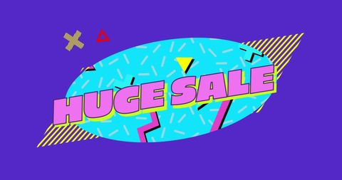 Vibrant Retro Huge Sale Banner with Bold Patterns - Download Free Stock Images Pikwizard.com
